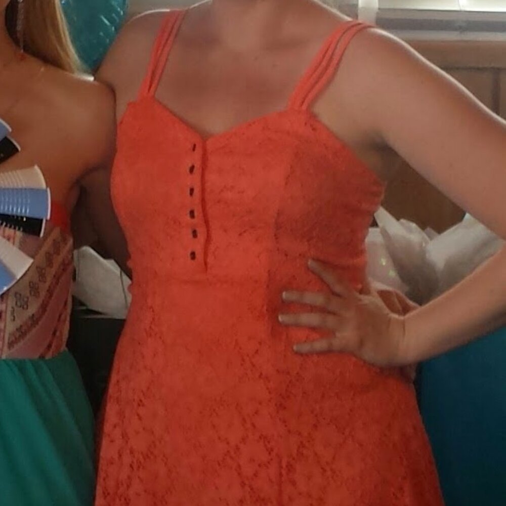 Patterned orange sun dress
